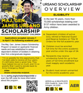 Maj. Gen. James Ursano Scholarship Program for Dependent Children rack card (JPG)