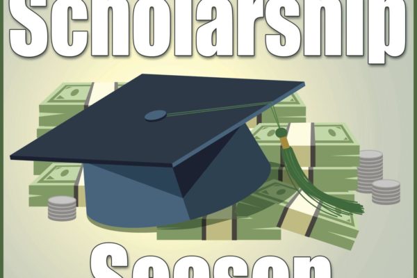 Graphic featuring graduation cap and money.